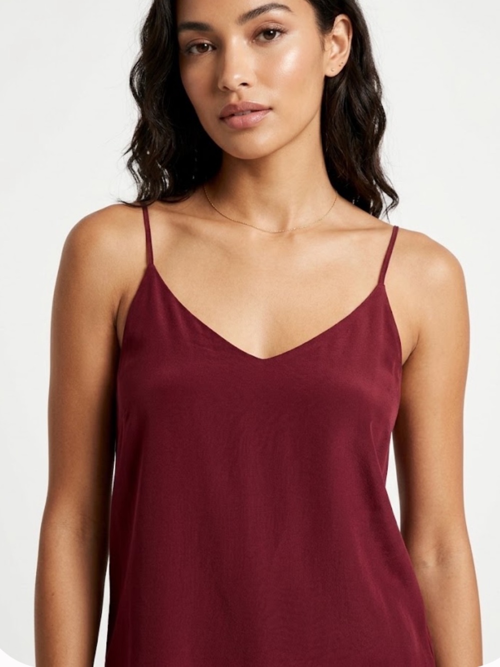 Everlane Burgundy Spaghetti Strap The Double-Lined Silk V-Neck Top